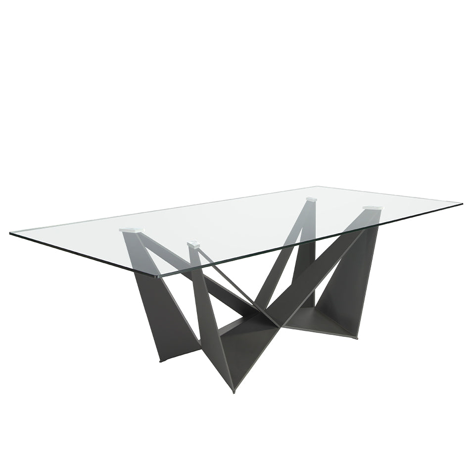 Mesa de comedor rectangular de vidrio con base de acero 240x120cm Angel Cerdá