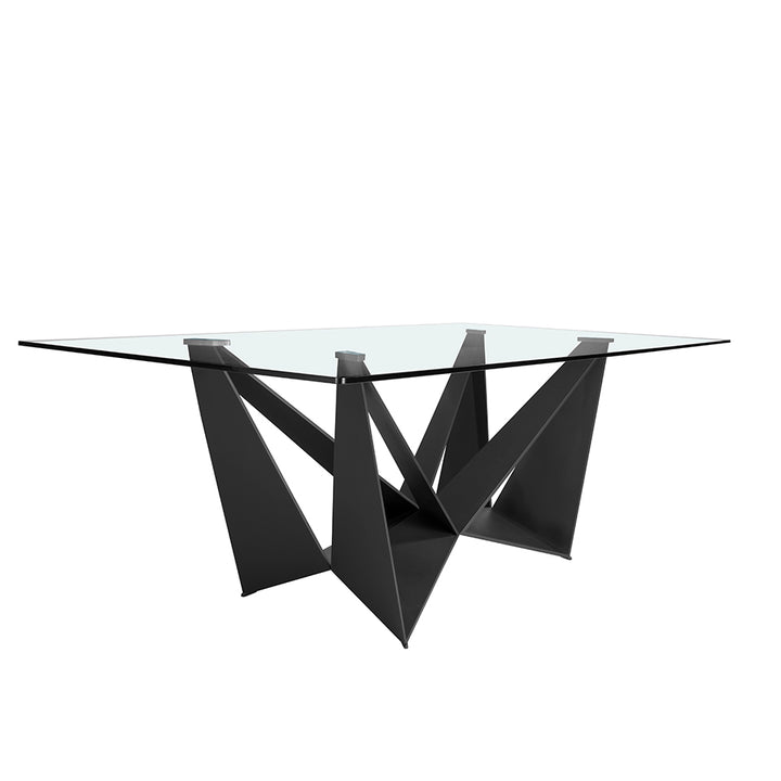 Mesa de comedor rectangular de vidrio con base de acero 240x120cm Angel Cerdá