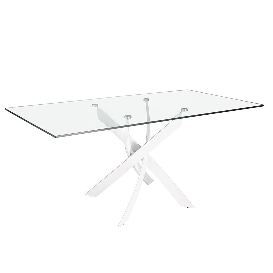 Mesa de comedor de vidrio con patas de acero 160x95 Angel Cerdá.