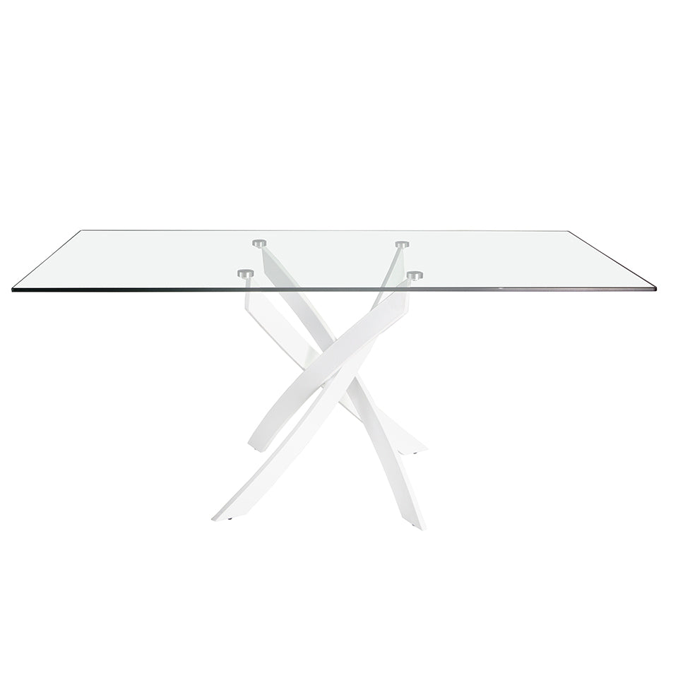 Mesa de comedor de vidrio con patas de acero 160x95 Angel Cerdá.