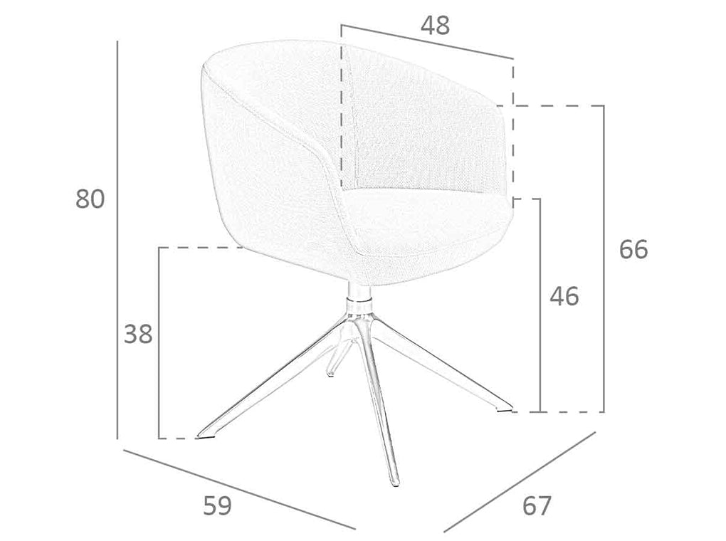 Silla giratoria de tela gris claro Angel Cerdá