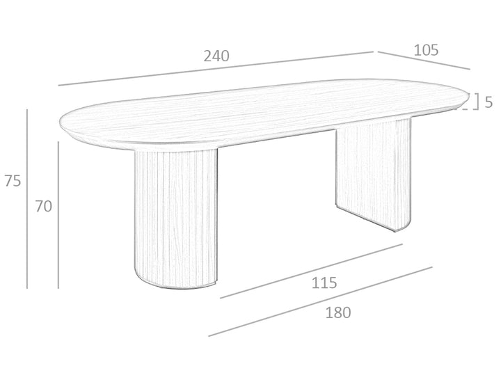 Mesa de comedor de roble con soporte metálico de Angel Cerdá.