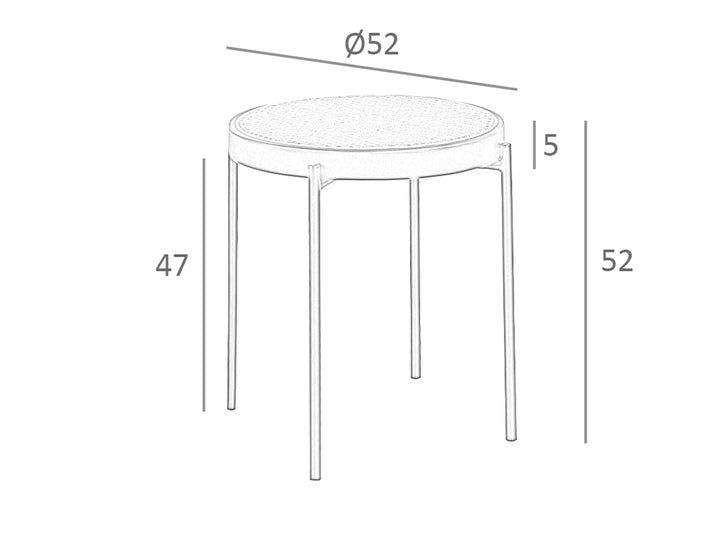 Mesa lateral de mimbre con soporte metálico Angel Cerdá