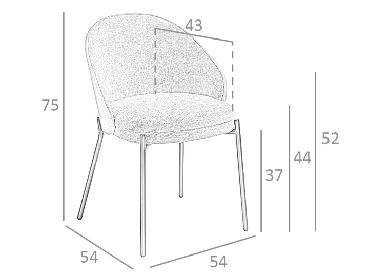 Silla tapizada de nogal con estructura metálica Angel Cerdá