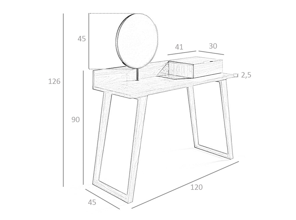 Mesa de maquillaje de madera de nogal con espejo Angel Cerdá