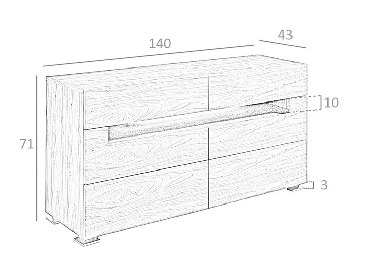 Cómoda con cajones de nogal con iluminación interior Angel Cerdá