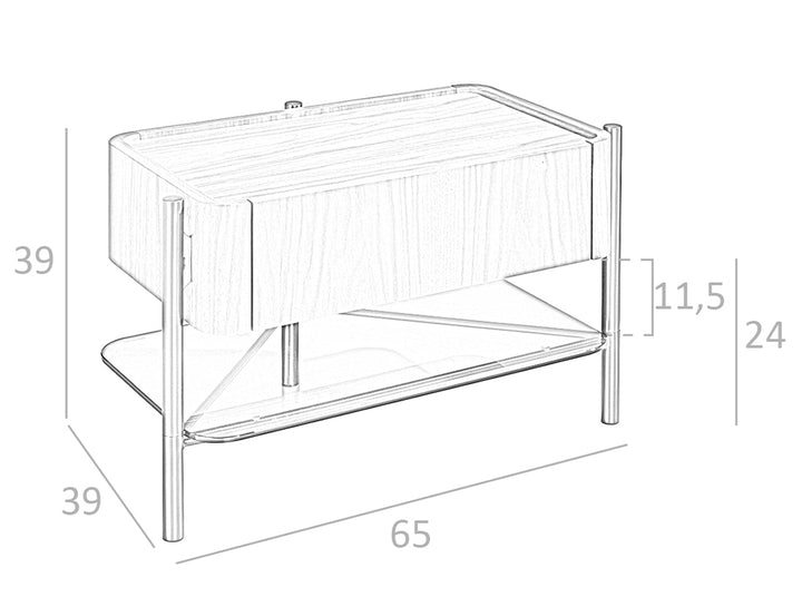 Mesa de noche de madera de nogal y acero oscuro Angel Cerdá